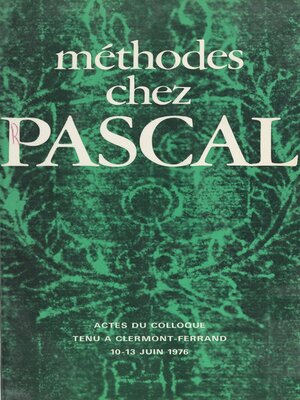 cover image of Méthodes chez Pascal